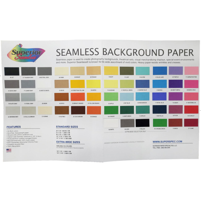 Seamless paper color chart for seamless background paper